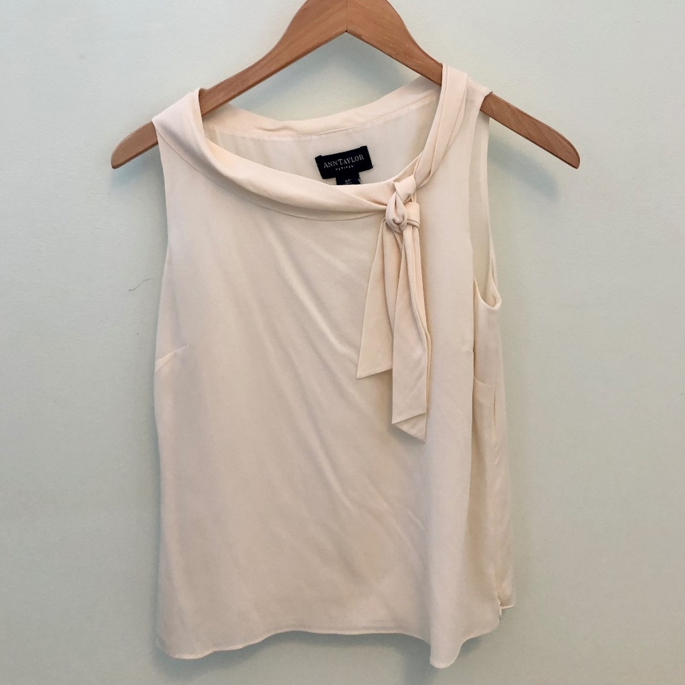 NWT Ivory-Cream Silk Blouse **6P* Sleeveless ** Ann Taylor Petite